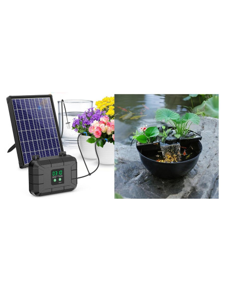 Sistema de Riego Solar Automático 8W con Estanque de Peces Sistema de Riego Solar Automático 8W con Estanque de Peces