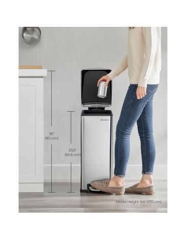 Bote de Basura Slim 50L Acero Inoxidable SONGMICS ULTB510E48