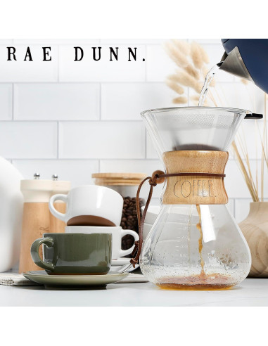 Cafetera de Goteo de Cristal Rae Dunn 1000ml con Filtro de Acero