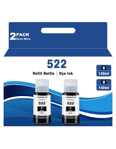 Botellas de Tinta Negra Couleuris T522 para Epson EcoTank 280 ml