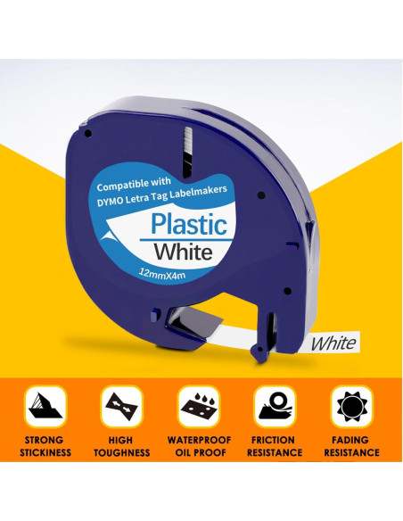 Cinta de Etiquetas Plástica Blanca 12mm 5 Unidades Dymo Cinta de Etiquetas Plástica Blanca 12mm 5 Unidades Dymo
