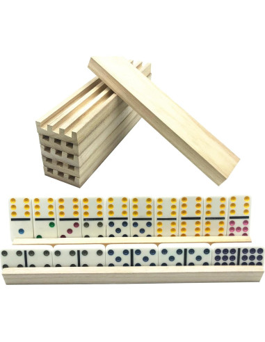Juego de 8 Soportes de Dominó de Madera Yuanhe - Organizador para Juegos