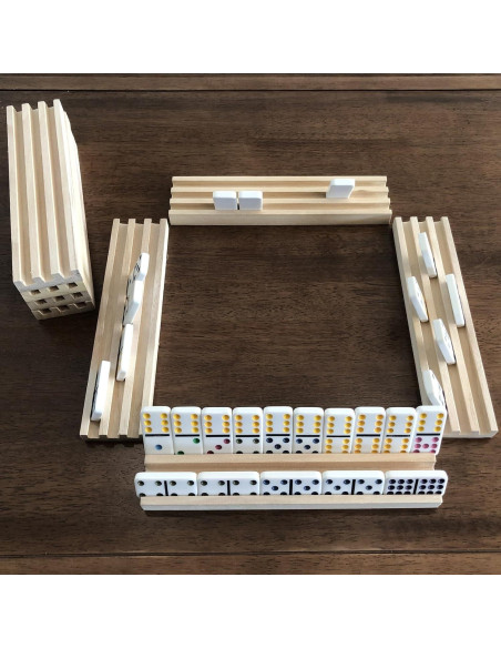 Juego de 8 Soportes de Dominó de Madera Yuanhe - Organizador para Juegos Juego de 8 Soportes de Dominó de Madera Yuanhe - Organizador para Juegos