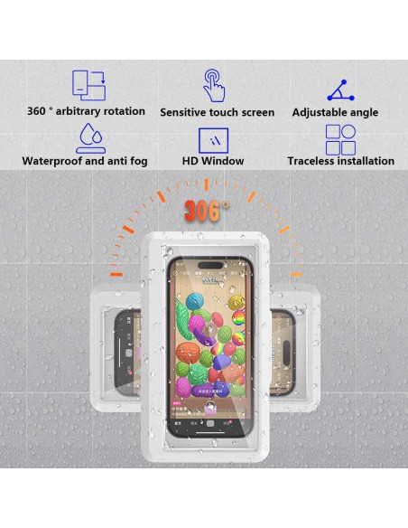 Soporte para teléfono de ducha impermeable Xbanya 360 blanco Soporte para teléfono de ducha impermeable Xbanya 360 blanco