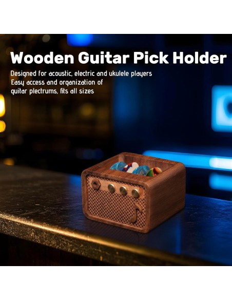 Soporte para Púas de Guitarra Estilo Amplificador de Madera Soporte para Púas de Guitarra Estilo Amplificador de Madera