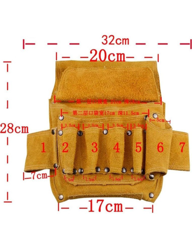 Cinturón de Herramientas Suede TOPWAYS 9 Bolsillos Ajustable