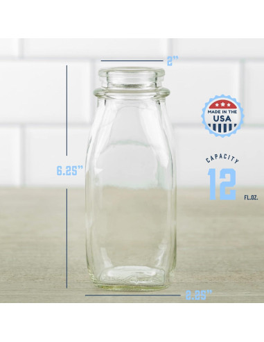 Botella de Leche de Vidrio Kitchentoolz 12 Oz Cuadrada