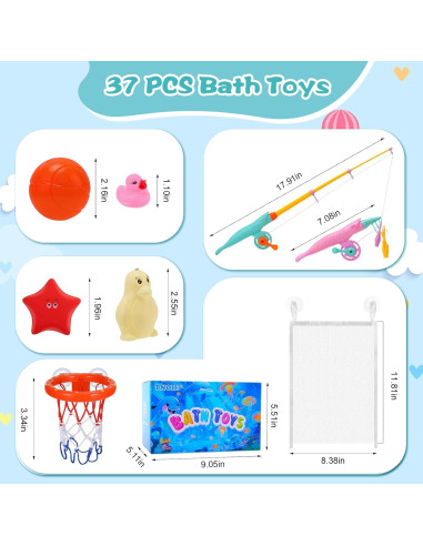 Set de Juguetes de Baño 37 Piezas TNOIE para Niños 3-8 Años