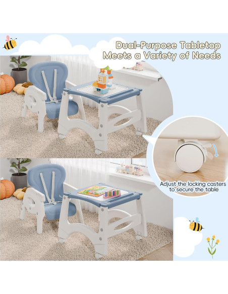 Silla Alta 6 en 1 para Bebés Azul - Convertible con Mesa Silla Alta 6 en 1 para Bebés Azul - Convertible con Mesa