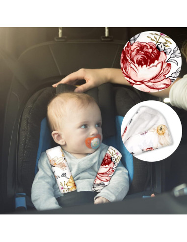 Cubiertas de Correa de Asiento de Coche Bebé Floral 2 Piezas