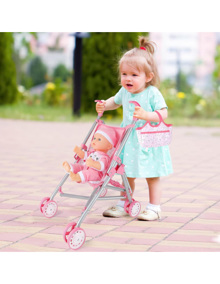 Conjunto de Carrito de Muñeca deAO con Accesorios y Cuna Conjunto de Carrito de Muñeca deAO con Accesorios y Cuna