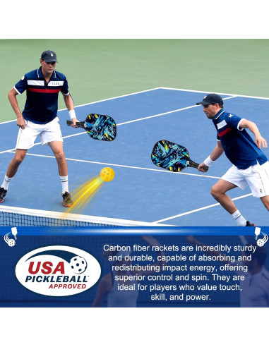 Juego de Palas de Pickleball WROSU de Fibra de Carbono - 2 Unidades