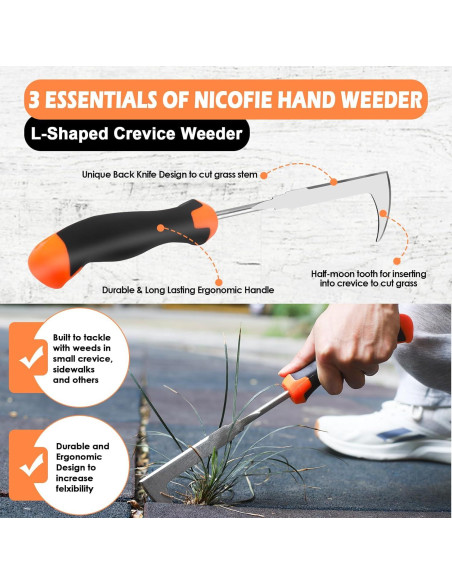 Kit de Desmalezado Manual Nicofie - 3 Piezas, Mango Ergonómico Kit de Desmalezado Manual Nicofie - 3 Piezas, Mango Ergonómico