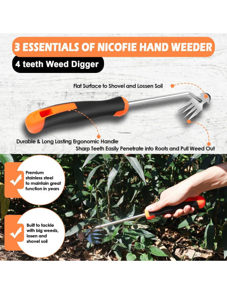 Kit de Desmalezado Manual Nicofie - 3 Piezas, Mango Ergonómico Kit de Desmalezado Manual Nicofie - 3 Piezas, Mango Ergonómico