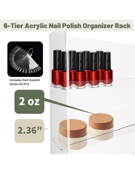 Soporte de Esmalte de Uñas Acrílico Nalwort 6 Niveles 180 Botellas Soporte de Esmalte de Uñas Acrílico Nalwort 6 Niveles 180 Botellas