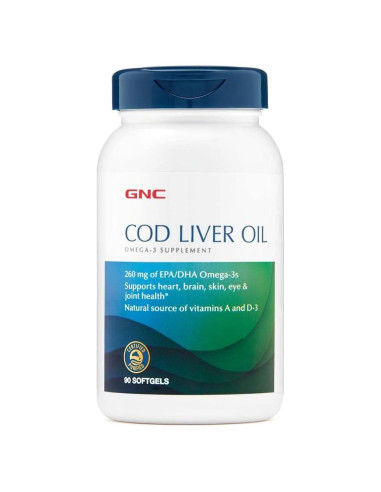 Suplemento Omega 3 GNC Aceite de Hígado de Bacalao 260mg 90 Gelatinas