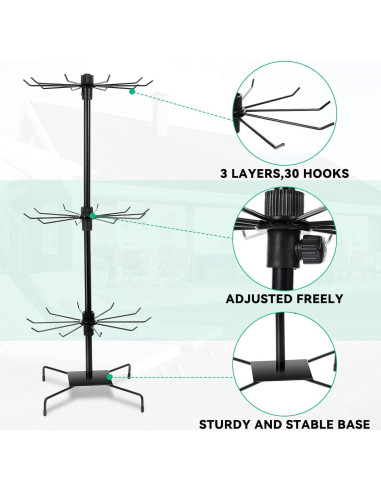 Soporte de Joyería Rotatorio Lemecima 3 Niveles Negro 72 cm