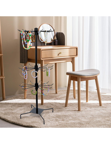Soporte de Joyería Rotatorio Lemecima 3 Niveles Negro 72 cm Soporte de Joyería Rotatorio Lemecima 3 Niveles Negro 72 cm