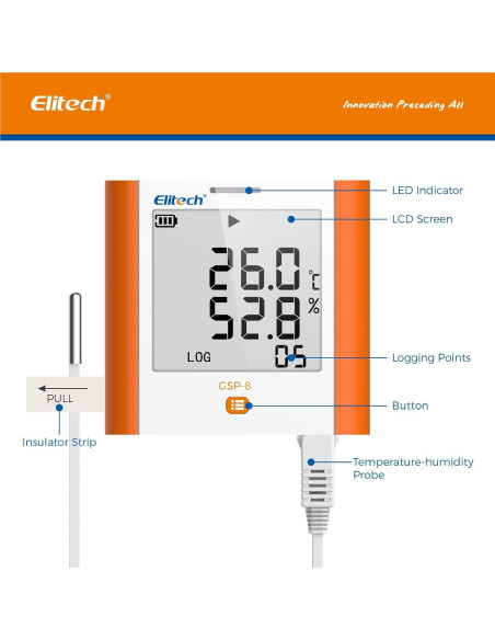 Registrador Digital de Temperatura y Humedad Elitech GSP-8 Registrador Digital de Temperatura y Humedad Elitech GSP-8