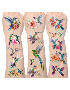 Tatuajes Temporales Acuarela Colibrí - 200 Stickers Lovarywow