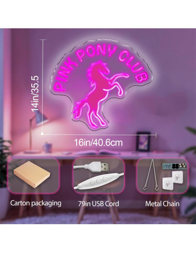 Luz de Neón LED Rosa DUOLIYBC 40.6x35.6 cm Decorativa
