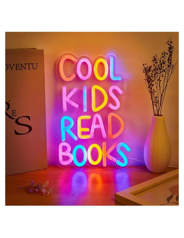 Señal de Neón Los Niños Geniales Leen Libros 36x27 cm