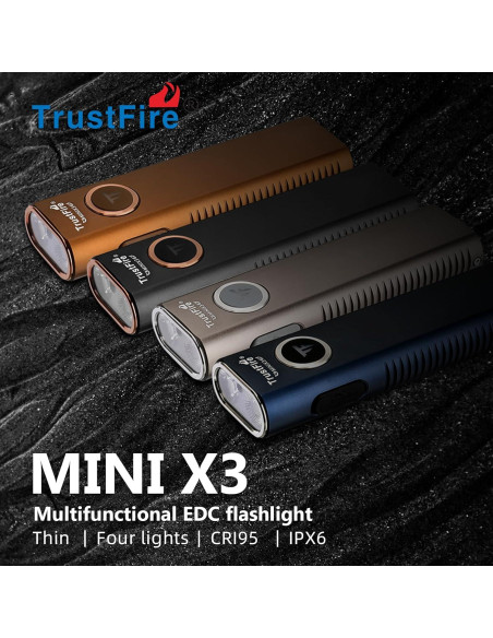 Linterna EDC TrustFire Mini X3 1050 Lúmenes 4 Modos Negro Linterna EDC TrustFire Mini X3 1050 Lúmenes 4 Modos Negro