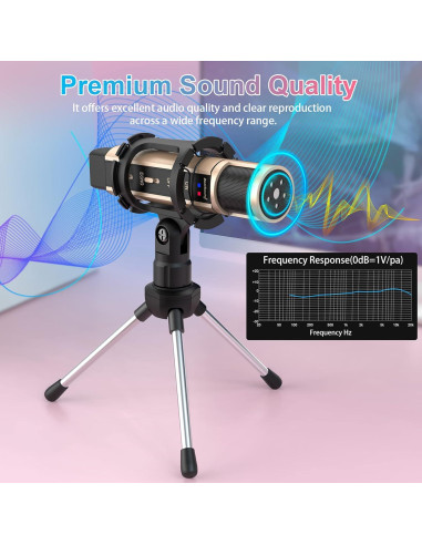Micrófono de Condensador USB ZealSound K08-2S-FBA Negro