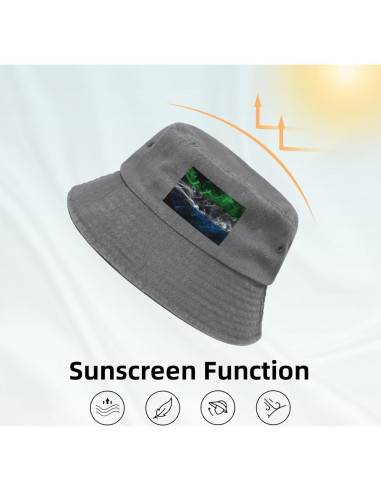 Sombrero de Cubo Unisex KCNSEZA Algodón Lavado Gris Verano