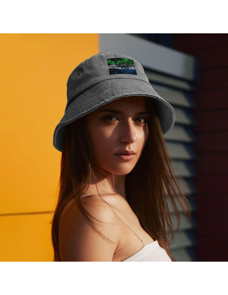 Sombrero de Cubo Unisex KCNSEZA Algodón Lavado Gris Verano Sombrero de Cubo Unisex KCNSEZA Algodón Lavado Gris Verano
