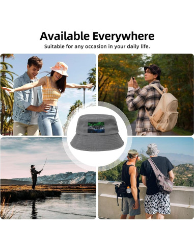 Sombrero de Cubo Unisex KCNSEZA Algodón Lavado Gris Verano