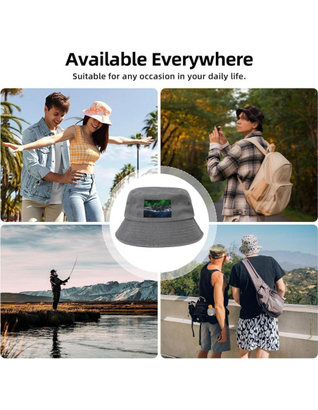 Sombrero de Cubo Unisex KCNSEZA Algodón Lavado Gris Verano Sombrero de Cubo Unisex KCNSEZA Algodón Lavado Gris Verano