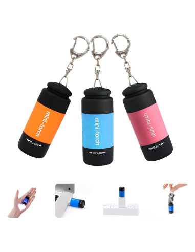 Mini Linterna de Llavero Recargable USB Tileon - 3 Piezas LED