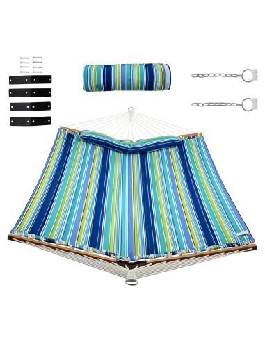 Hamaca de Camping Giantex Azul y Verde con Almohada Desmontable