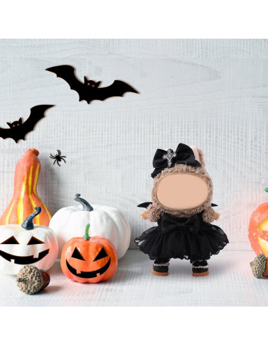 Conjunto de Ropa para Muñecas 15-17cm Tinoaly Halloween Negro