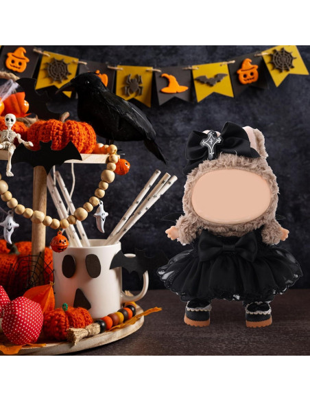 Conjunto de Ropa para Muñecas 15-17cm Tinoaly Halloween Negro Conjunto de Ropa para Muñecas 15-17cm Tinoaly Halloween Negro
