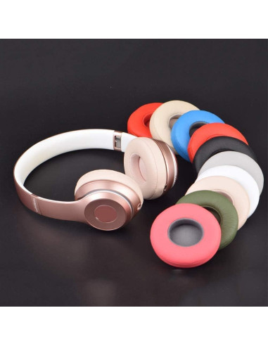 Almohadillas de Reemplazo para Auriculares Beats Solo 2.0/3.0 - Cuero PU Plata Mate