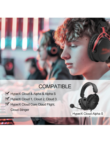 Cojines de Reemplazo HyperX Cloud + Funda Diadema GEVO - Negro