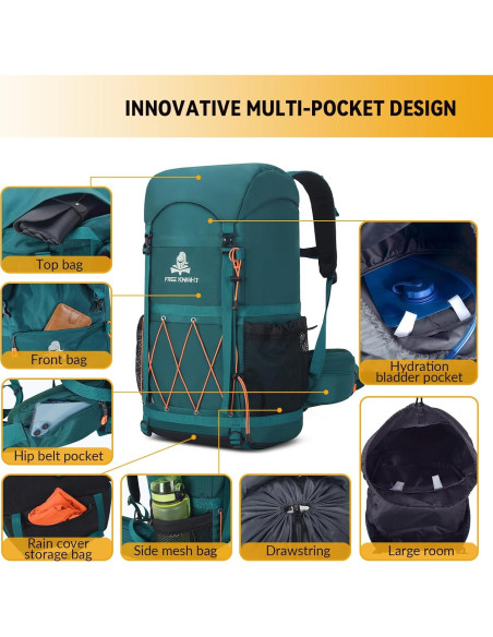 Mochila de Senderismo Bseash 40L Impermeable con Funda Mochila de Senderismo Bseash 40L Impermeable con Funda