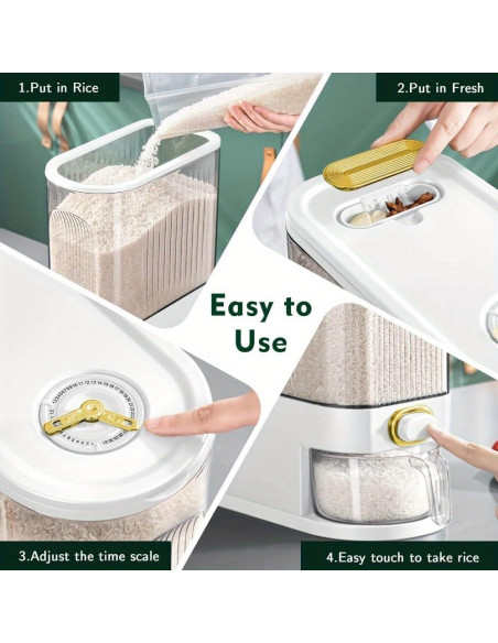 Dispensador de Arroz 5kg Genérico con Taza Medidora y Conservación Dispensador de Arroz 5kg Genérico con Taza Medidora y Conservación