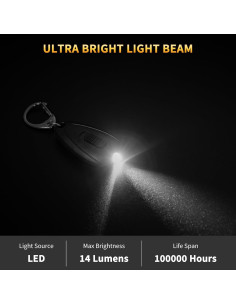 Linterna de Llavero RISEMART - Paquete de 5 Mini LED 14 Lúmenes 2