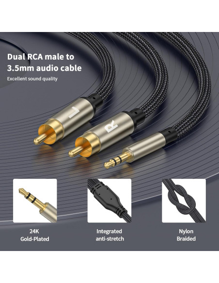 Adaptador de Audio 3.5mm a Doble RCA ZTOXLR 10.06m Adaptador de Audio 3.5mm a Doble RCA ZTOXLR 10.06m