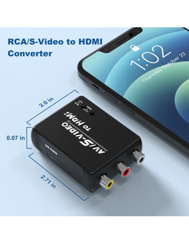 Convertidor RCA S-Video a HDMI 720P/480P HTDYOO Negro