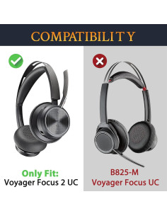 Cubierta de Diadema SOULWIT para Auriculares Plantronics Voyager Focus 2 - Negro 2