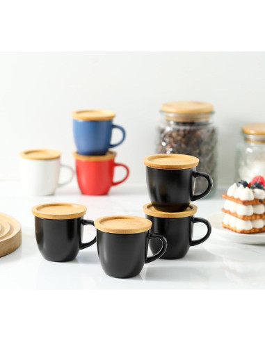 Set de 6 Tazas de Espresso Hasense 4 oz Cerámica Negra