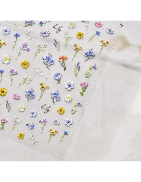 Calcomanías de Uñas Magrace 5D Flores 4 Hojas Autoadhesivas Calcomanías de Uñas Magrace 5D Flores 4 Hojas Autoadhesivas