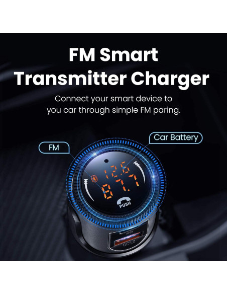 Transmisor FM Bluetooth ILOKEY BC72 con Cargador Rápido 36W Transmisor FM Bluetooth ILOKEY BC72 con Cargador Rápido 36W