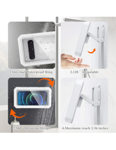 Soporte para Teléfono de Ducha DOSAKEIKO Ajustable Impermeable 2