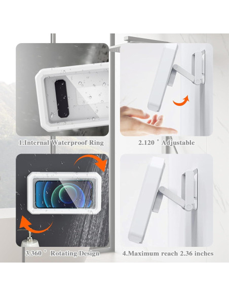 Soporte para Teléfono de Ducha DOSAKEIKO Ajustable Impermeable Soporte para Teléfono de Ducha DOSAKEIKO Ajustable Impermeable