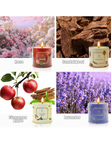 Juego de 4 Velas Aromáticas de Cera de Soja Lamway 184g